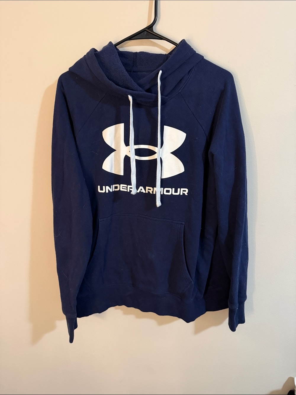 Under Armour Men's Navy Pullover Hoodie with White Logo